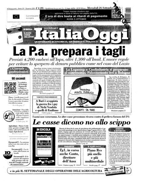 Italia oggi : quotidiano di economia finanza e politica